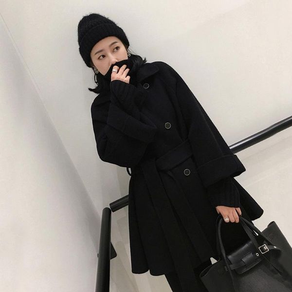 women's wool & blends long coat whom hepburn wind of fund 2021 autumn winters is easy temperament cloak double-sided coat, Black
women's wool & blends long coat whom hepburn wind of fund 2021 autumn winters is easy temperament cloak double-sided coat, Black
