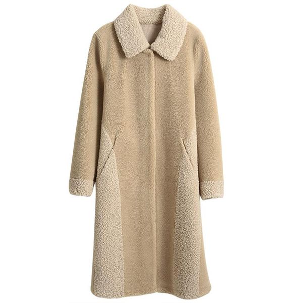 women's wool & blends mid-length elegant ladies winter warm jacket faux fur coat for woman trendy, Black
women's wool & blends mid-length elegant ladies winter warm jacket faux fur coat for woman trendy, Black