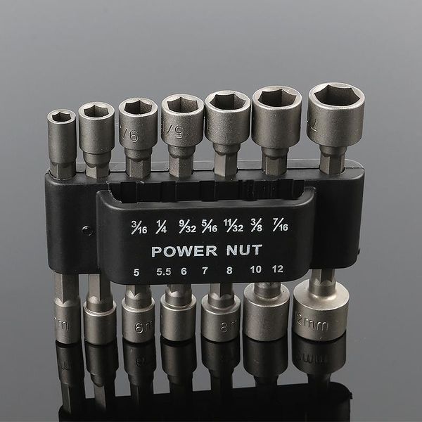 

furniture accessories 14pcs pneumatic strong power nut driver drill bit set 1/4" hex shank sae metric socket wrench screw one-piece han