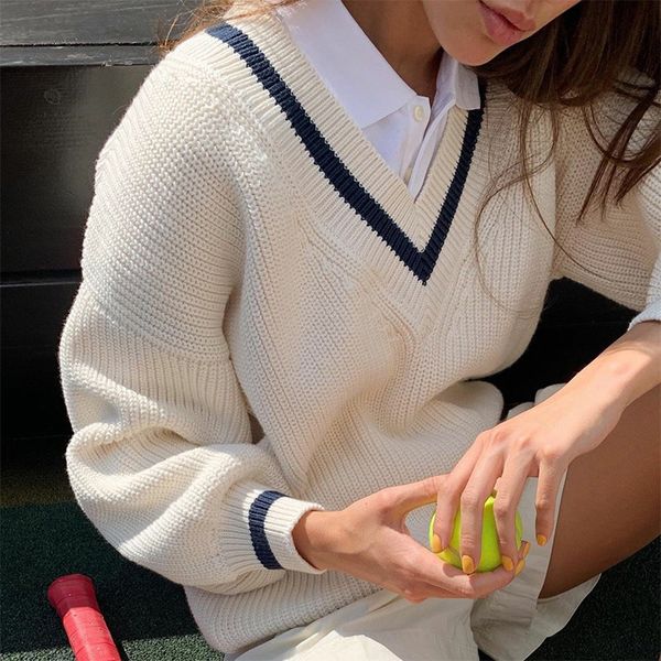 women's sweaters v knit casual loose long sleeved women sweatshirt fashion week clothing ak5u, White;black
women's sweaters v knit casual loose long sleeved women sweatshirt fashion week clothing ak5u, White;black