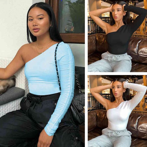 women's t-shirt europe and america autumn french style selling single shoulder long sleeve fall fashion slim fit open navel, White
women's t-shirt europe and america autumn french style selling single shoulder long sleeve fall fashion slim fit open navel, White