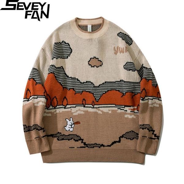 men's sweaters seveyfan cartoon embroidery loose cotton o neck kintwear hip hop pullover sweater for couples, White;black
men's sweaters seveyfan cartoon embroidery loose cotton o neck kintwear hip hop pullover sweater for couples, White;black