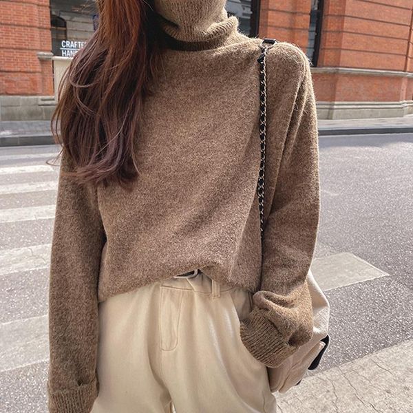 women's sweaters 2021 winter knitted cashmere sweater women elegant loose warm turtle neck pullover vintage outwear lazy oaf female jum, White;black
women's sweaters 2021 winter knitted cashmere sweater women elegant loose warm turtle neck pullover vintage outwear lazy oaf female jum, White;black