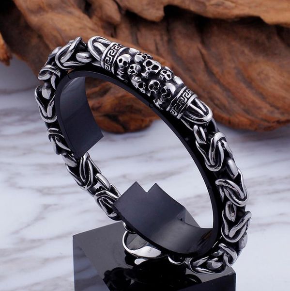 link, chain metal classic punk gothic skull bracelet men's rock party biker jewelry gift, Black
link, chain metal classic punk gothic skull bracelet men's rock party biker jewelry gift, Black