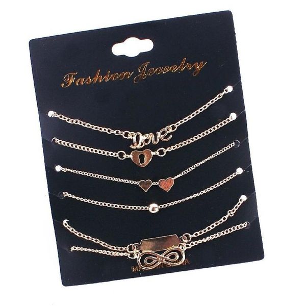 e020 bracelet set model fashion temperament 8-word love women's 6-piece anklet, Golden;silver
e020 bracelet set model fashion temperament 8-word love women's 6-piece anklet, Golden;silver