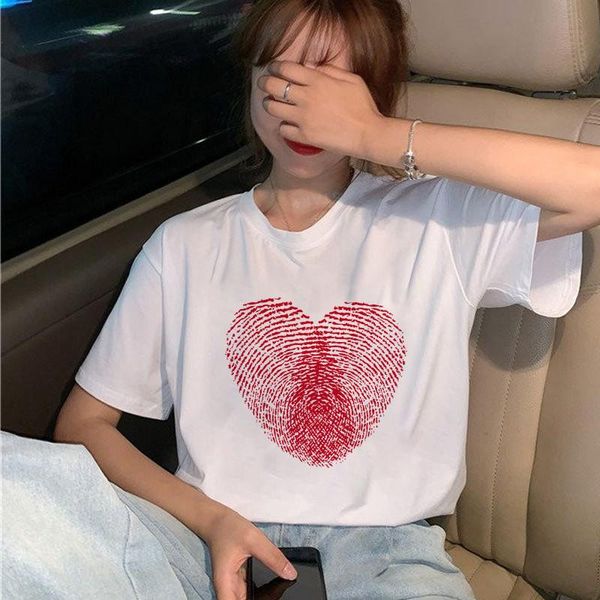 women's t-shirt summer woman print short sleeve fingerprint graphic harajuku fashion casual grunge female, White
women's t-shirt summer woman print short sleeve fingerprint graphic harajuku fashion casual grunge female, White