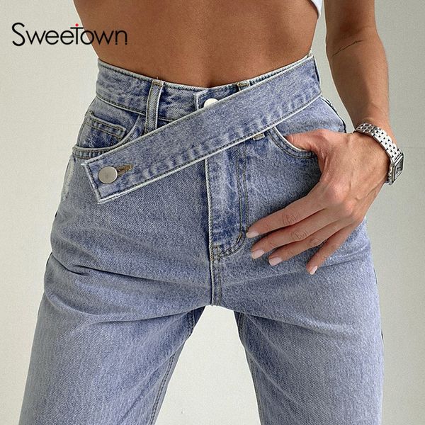 sweetown autumn 2021 streetwear jeans women casual england preppy style 90s outfits pockets high waisted straight denim pants, Black;white
sweetown autumn 2021 streetwear jeans women casual england preppy style 90s outfits pockets high waisted straight denim pants, Black;white