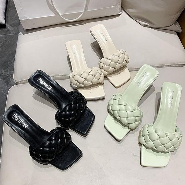 fashion women weave pumps summer external wear high heels 2021 ladies solid color open toe square head slippers woman dress shoes, Black
fashion women weave pumps summer external wear high heels 2021 ladies solid color open toe square head slippers woman dress shoes, Black
