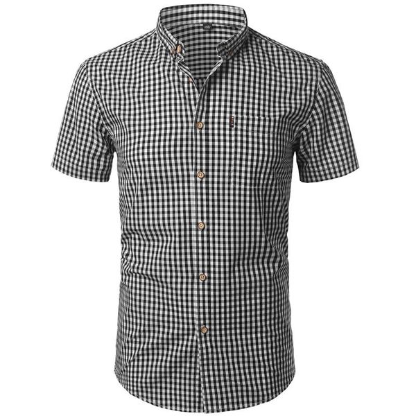 men's casual shirts luclesam men plaid short sleeve shirt mens button up slim fit business blouse camisa masculina, White;black
men's casual shirts luclesam men plaid short sleeve shirt mens button up slim fit business blouse camisa masculina, White;black