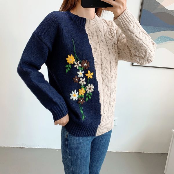 knits lazy oaf sweater flower contast patchwork embroidery pullover women coarse needle knitted sweaters, White
knits lazy oaf sweater flower contast patchwork embroidery pullover women coarse needle knitted sweaters, White
