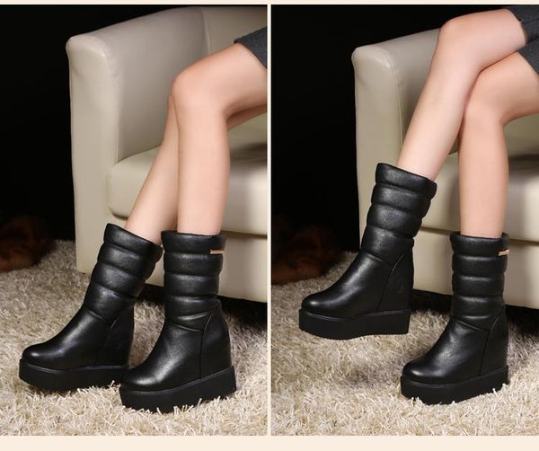 boots women increased internal wedge mid calf fashion plush warm leather snow round toe ladies high heels, Black
boots women increased internal wedge mid calf fashion plush warm leather snow round toe ladies high heels, Black