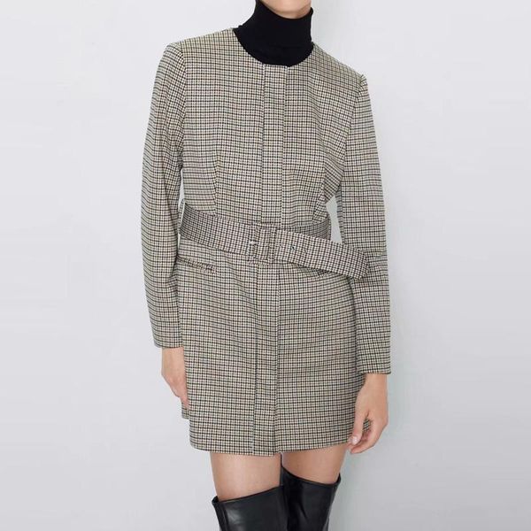 women's jackets kumsvag women casual plaid autumn coats sashes covered button o-neck long female elegant jacket outerwear clothes bb313, Black;brown
women's jackets kumsvag women casual plaid autumn coats sashes covered button o-neck long female elegant jacket outerwear clothes bb313, Black;brown