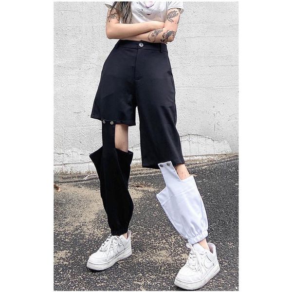 women's pants & capris 2021 summer retro loose casual hit color high-waisted corset, Black;white
women's pants & capris 2021 summer retro loose casual hit color high-waisted corset, Black;white