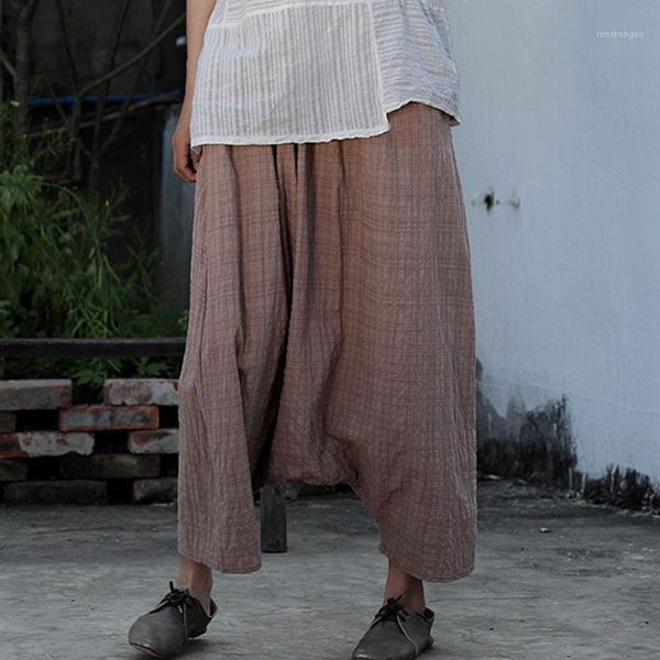 johnature women cross pants elastic waist khaki trouser 2021 autumn loose vintage cotton linen clothes female women's & capris, Black;white
johnature women cross pants elastic waist khaki trouser 2021 autumn loose vintage cotton linen clothes female women's & capris, Black;white