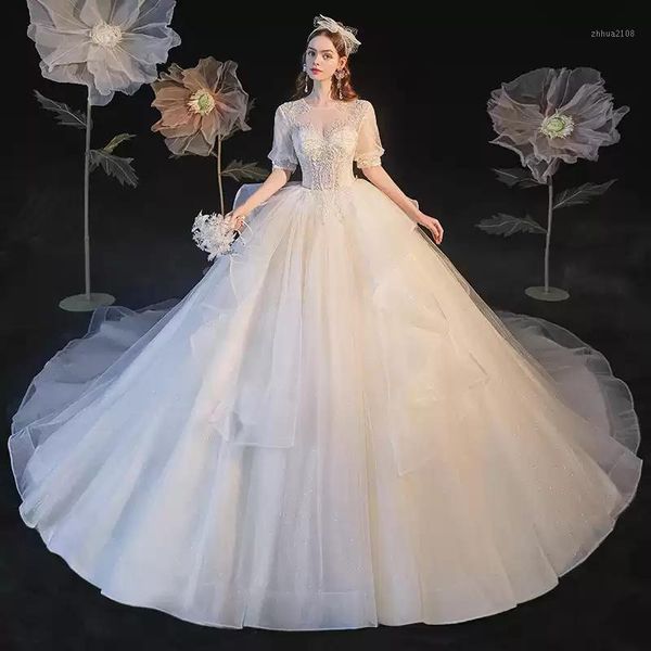 other wedding dresses illusion o-neck short sequined embroidery pearls tulle lace backless luxury white vintage women bridal gown g3581
other wedding dresses illusion o-neck short sequined embroidery pearls tulle lace backless luxury white vintage women bridal gown g3581