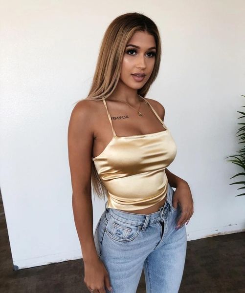 women's tanks & camis 2021 summer backless pure color nightclub imitation silk lady sling strapless back girl u-neck female vest, White
women's tanks & camis 2021 summer backless pure color nightclub imitation silk lady sling strapless back girl u-neck female vest, White
