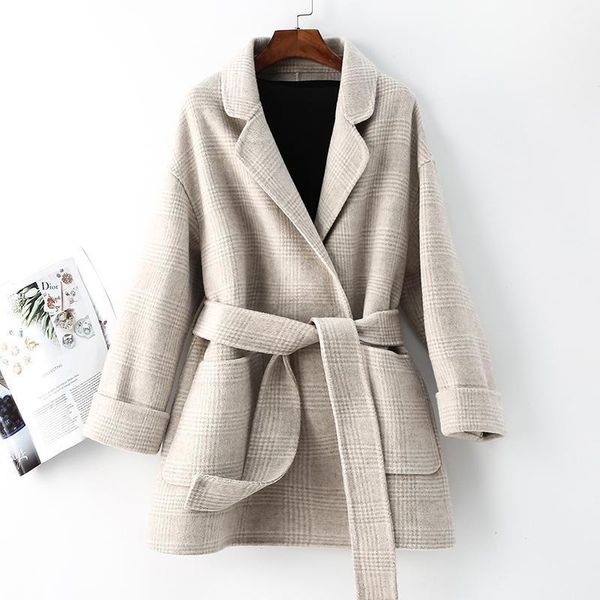 women's wool & blends 2021 woman autumn winter loose pocket woolen coats female long sleeve casual jackets ladies plaid outwears q576, Black
women's wool & blends 2021 woman autumn winter loose pocket woolen coats female long sleeve casual jackets ladies plaid outwears q576, Black