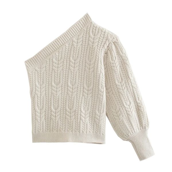 women single shoulder crochet knitting sweater female long sleeve pullover casual lady loose sw1205 210430, White;black
women single shoulder crochet knitting sweater female long sleeve pullover casual lady loose sw1205 210430, White;black