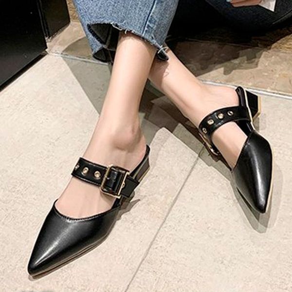 dress shoes women sandals pointed toe female mules mid heels pu leather metal buckle elegant ladies summer party fashion solid 2021, Black
dress shoes women sandals pointed toe female mules mid heels pu leather metal buckle elegant ladies summer party fashion solid 2021, Black