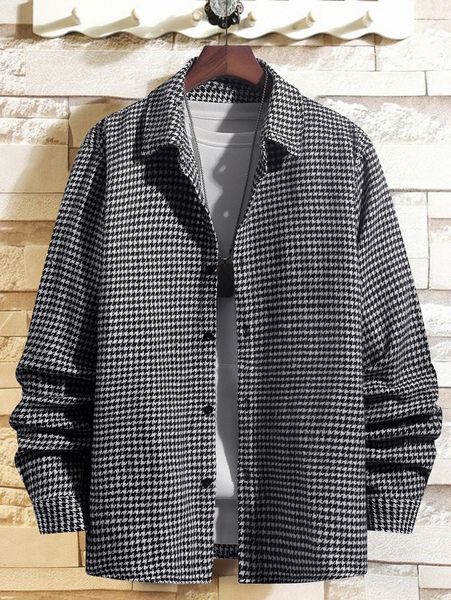men houndstooth pattern overcoat without pullover r05i#, Black;brown
men houndstooth pattern overcoat without pullover r05i#, Black;brown