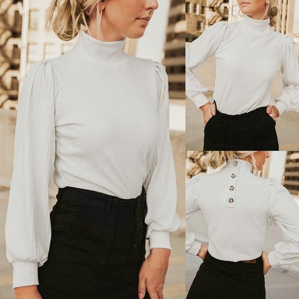 women's fashion casual high collar temperament button white slim long sleeve t-shirt
women's fashion casual high collar temperament button white slim long sleeve t-shirt