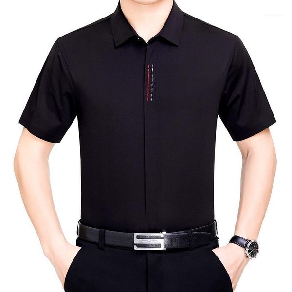 men's dress shirts 2021 summer middle-aged silk short sleeve shirt casual lapel solid color non iron fashion men, White;black
men's dress shirts 2021 summer middle-aged silk short sleeve shirt casual lapel solid color non iron fashion men, White;black
