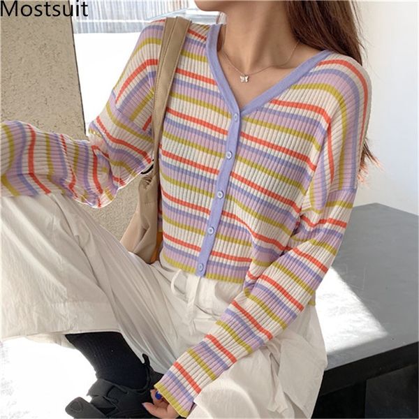 striped knitted cropped cardigan women full sleeve v-neck single-breasted short sweater fashion female jumpers femme 210514, White
striped knitted cropped cardigan women full sleeve v-neck single-breasted short sweater fashion female jumpers femme 210514, White