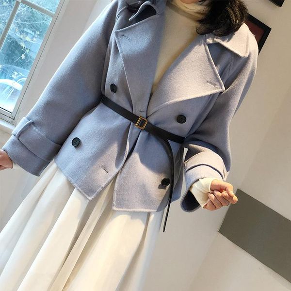 south korea dongdamen 2021 autumn winter suit collar double face cashmere coat women's small short jackets, Black;brown
south korea dongdamen 2021 autumn winter suit collar double face cashmere coat women's small short jackets, Black;brown
