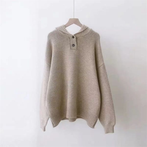 women oversized hooded sweater and jumpers long sleeve knitted pullovers button up purple pull femme jersey mujer 210430, White;black
women oversized hooded sweater and jumpers long sleeve knitted pullovers button up purple pull femme jersey mujer 210430, White;black