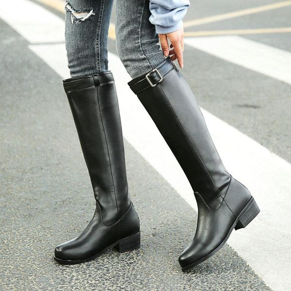 boots ladies spring autumn knight fashion belt buckle knee high female zipper long comfortable low heel women shoes, Black
boots ladies spring autumn knight fashion belt buckle knee high female zipper long comfortable low heel women shoes, Black