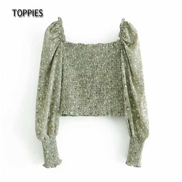 green floral printing blouses woman sweet gothic shirts square collar crop female casual vacation 210421, White
green floral printing blouses woman sweet gothic shirts square collar crop female casual vacation 210421, White