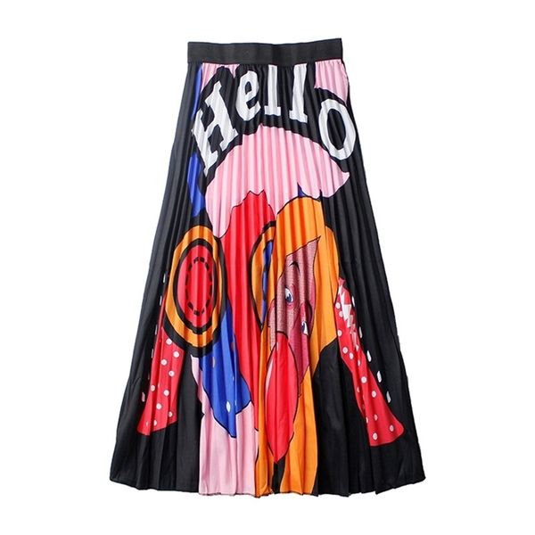women's pleated skirts cartoon letters print elastic high waist retro graphic midi skirt woman mujer faldas female ls353 210506, Black
women's pleated skirts cartoon letters print elastic high waist retro graphic midi skirt woman mujer faldas female ls353 210506, Black