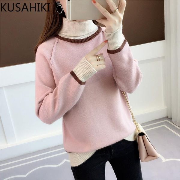 women's sweaters kusahiki causal contrast color women knitwear 2021 autumn winter baskc knitted long sleeve turtleneck 6l825, White;black
women's sweaters kusahiki causal contrast color women knitwear 2021 autumn winter baskc knitted long sleeve turtleneck 6l825, White;black
