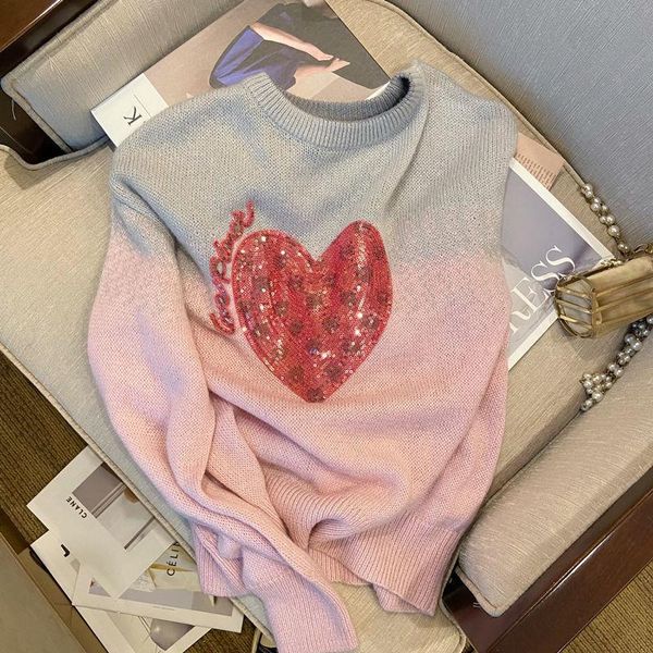 women's sweaters ladies long sleeve o-neck sweater knitted korean love casual 2021 fall/winter sequin pattern aesthetic pullover, White;black
women's sweaters ladies long sleeve o-neck sweater knitted korean love casual 2021 fall/winter sequin pattern aesthetic pullover, White;black