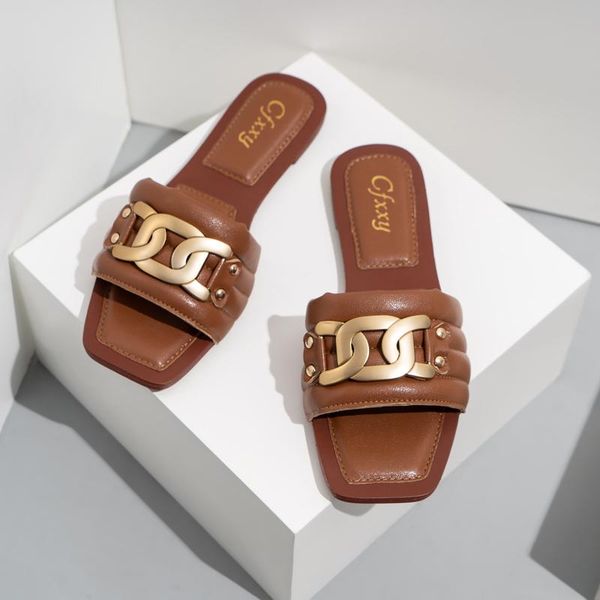 slippers 2021 women ladies square open toe flat outdoor slides fashion metal decoration female beach shoes, Black
slippers 2021 women ladies square open toe flat outdoor slides fashion metal decoration female beach shoes, Black