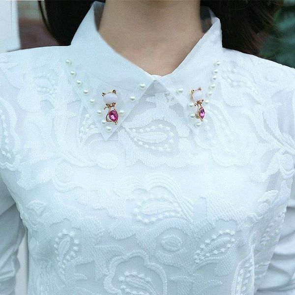 woman tshirts doll collar lace women's spring autumn large size long sleeve mesh t-shirt mujer camisetas, White
woman tshirts doll collar lace women's spring autumn large size long sleeve mesh t-shirt mujer camisetas, White