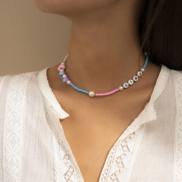 chokers 2021 boho colorfull beads choker necklace for women acrylic heart pearl beaded beach neck jewelry letter ornaments collar, Golden;silver
chokers 2021 boho colorfull beads choker necklace for women acrylic heart pearl beaded beach neck jewelry letter ornaments collar, Golden;silver