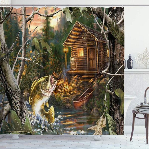 shower curtain,farmhouse forest cabin and bigmouth bass,polyester fabric waterproof bath curtains 12 hooks included,modern
shower curtain,farmhouse forest cabin and bigmouth bass,polyester fabric waterproof bath curtains 12 hooks included,modern