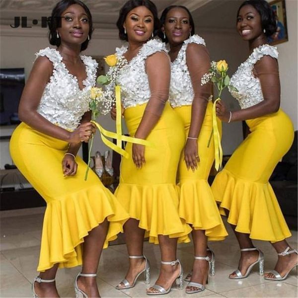 white and yellow bridesmaid dresses short 2021 3d floral applique beaded pearls mermaid v neck sleeveless custom made plus size maid of hono, White;pink
white and yellow bridesmaid dresses short 2021 3d floral applique beaded pearls mermaid v neck sleeveless custom made plus size maid of hono, White;pink