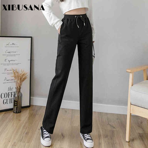 autumn trousers black straight loose pants casual trouser elastic waist lacing thin women high 210423, Black;white
autumn trousers black straight loose pants casual trouser elastic waist lacing thin women high 210423, Black;white