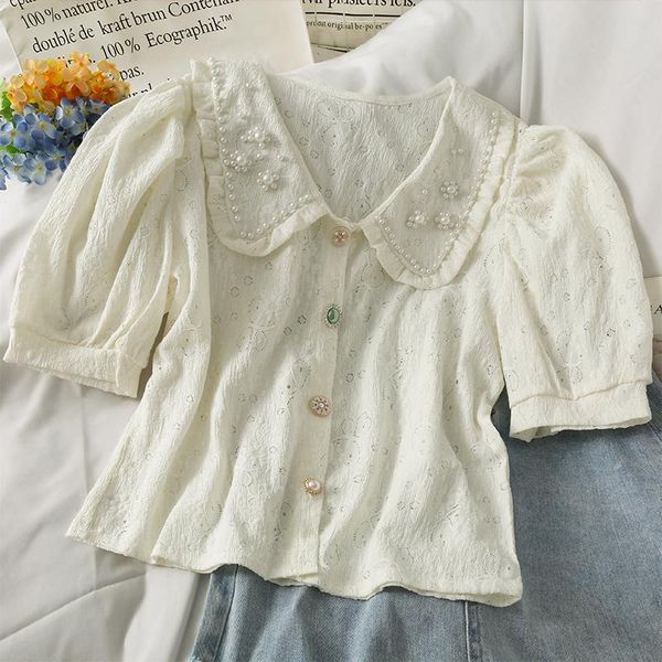 women's blouses & shirts 2021 summer white beading bubble sleeve women shirt
women's blouses & shirts 2021 summer white beading bubble sleeve women shirt