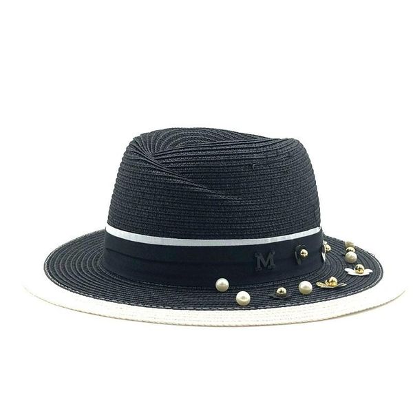 summer british pearl beading flat brimmed straw hat shading sun lady beach wide brim hats, Blue;gray
summer british pearl beading flat brimmed straw hat shading sun lady beach wide brim hats, Blue;gray