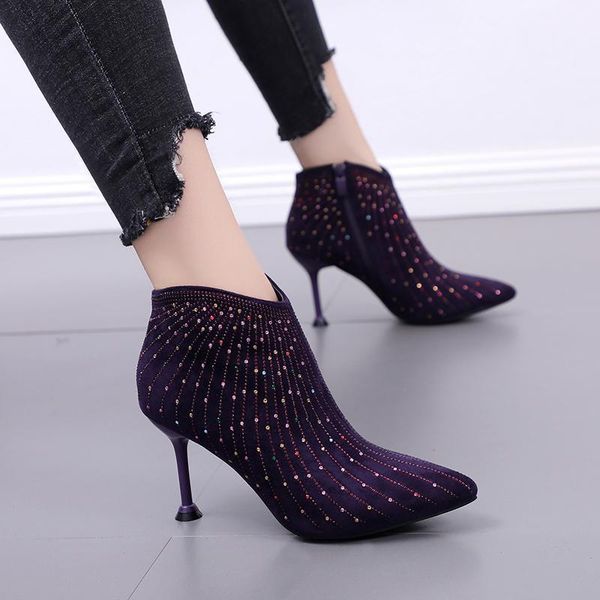 boots women shoes autumn purple rhinestone high heels fashion ankle 8.5cm heel pointed toe ladies black1, Black
boots women shoes autumn purple rhinestone high heels fashion ankle 8.5cm heel pointed toe ladies black1, Black