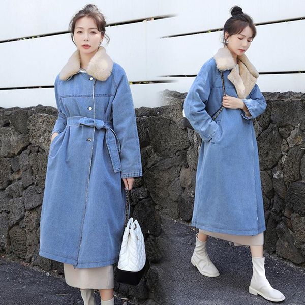 women's down & parkas autumn winter women coat casual loose sashes turn-down collar thick warm md-long jeans for females denim cotton o, Black
women's down & parkas autumn winter women coat casual loose sashes turn-down collar thick warm md-long jeans for females denim cotton o, Black