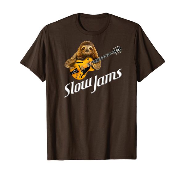 "slow jams" sloth guitar smooth jazz t-shirt for musicians, White;black