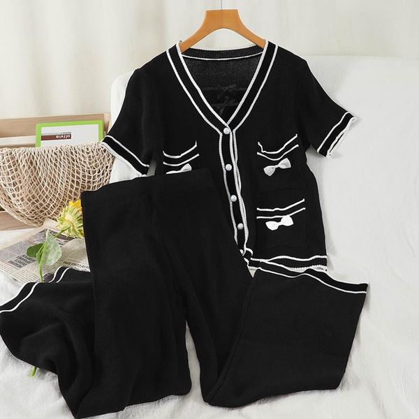 women's two piece pants amolapha summer short sleeve loose pullover + high waist wide-leg trousers ladies 2pcs casual knitting sets, White
women's two piece pants amolapha summer short sleeve loose pullover + high waist wide-leg trousers ladies 2pcs casual knitting sets, White