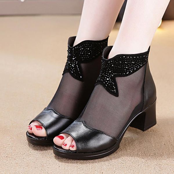 dress shoes women sandals genuine leather ankle boots meshsummer femme heels zapatos chaussures, Black
dress shoes women sandals genuine leather ankle boots meshsummer femme heels zapatos chaussures, Black