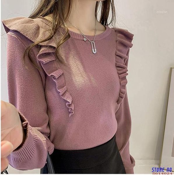 women's sweaters 2021 autumn ruffles sweater women sweet long sleeve slim winter knit pullover o-neck casual jumper knitwear 55298, White;black
women's sweaters 2021 autumn ruffles sweater women sweet long sleeve slim winter knit pullover o-neck casual jumper knitwear 55298, White;black