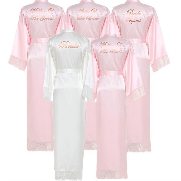 long silk satin robe bridesmaid women sleepwear robes w lace trim bridal wedding bathrobe gowns for pink, Black;red
long silk satin robe bridesmaid women sleepwear robes w lace trim bridal wedding bathrobe gowns for pink, Black;red