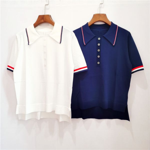 2021 summer new tb college style polo lapel loose casual front short back long ice silk knitted women's top, White
2021 summer new tb college style polo lapel loose casual front short back long ice silk knitted women's top, White